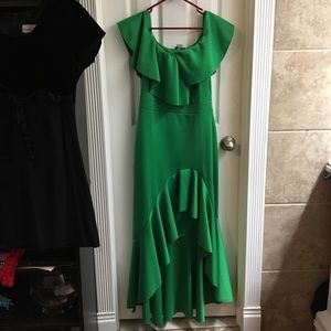 Venus Green Floor Length Ruffle Dress